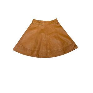 Bebe Vintage Brown Leather Mini Skirt‎ Women's Size M Casual Flare